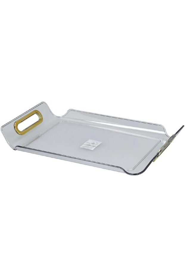 Rectangular Raised Edge Serving Tray With Handle Clear And Brown X Large Y1K150050 Cl - 3