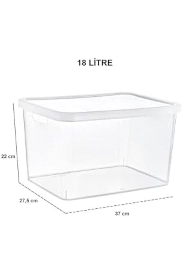 Sersadsn Set of 4 Stafi Multi-Purpose Box with Lid Transparent 18 Lt - Transparent, Multi-Purpose with Lid - 2