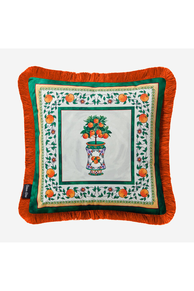 Carpe Diem Orange Velvet Decorative Pillow 45X45 cm