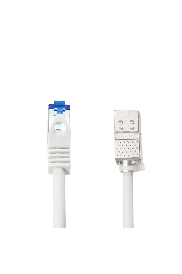 Patch cord S/FTP Cat6a, extension, LSZH, copper, 15 m, gray, AWG26, double shielded - 4