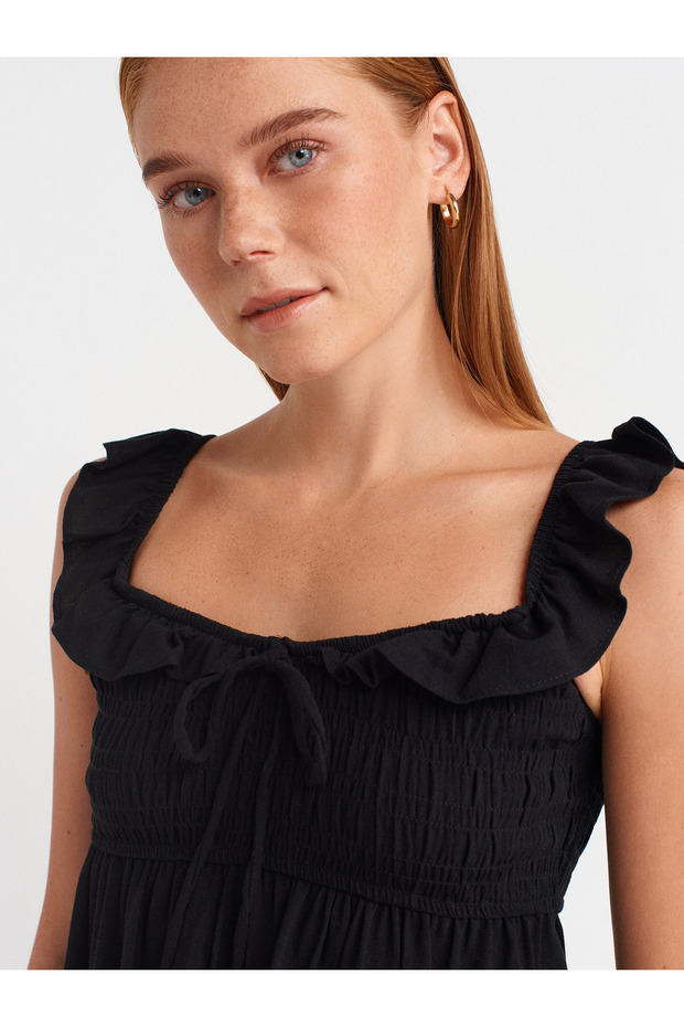 50873 بلوزة مكشكشة - أسود - 3