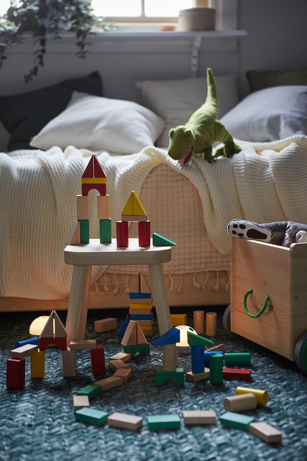 Set de construcție din lemn, 40 de piese, multicolor - 6