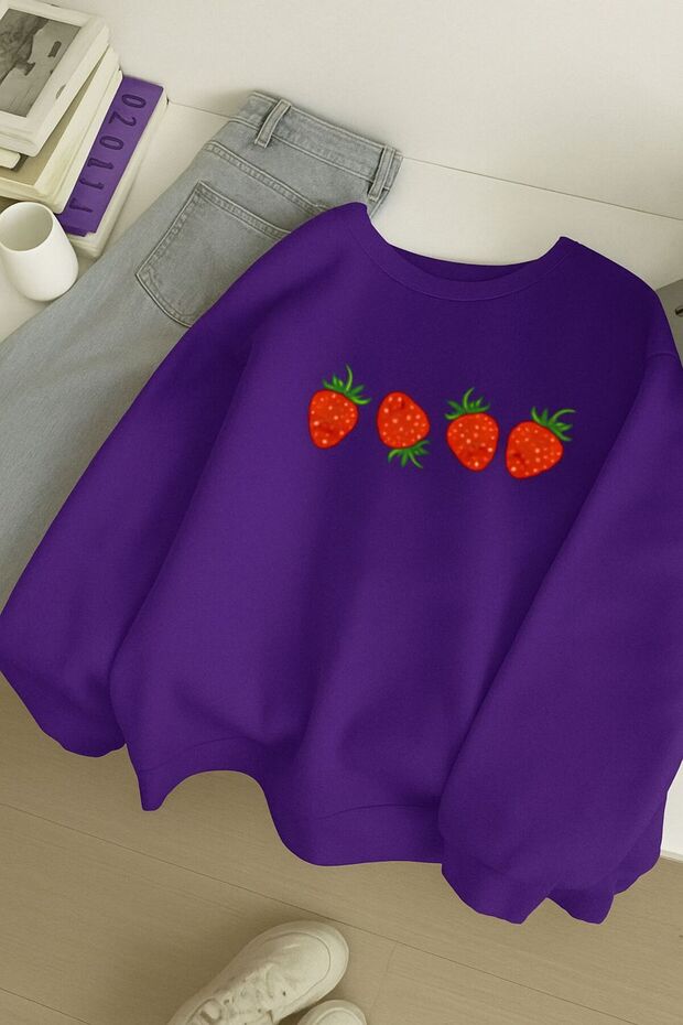 Unisex Sweatshirt with Strawberry Print