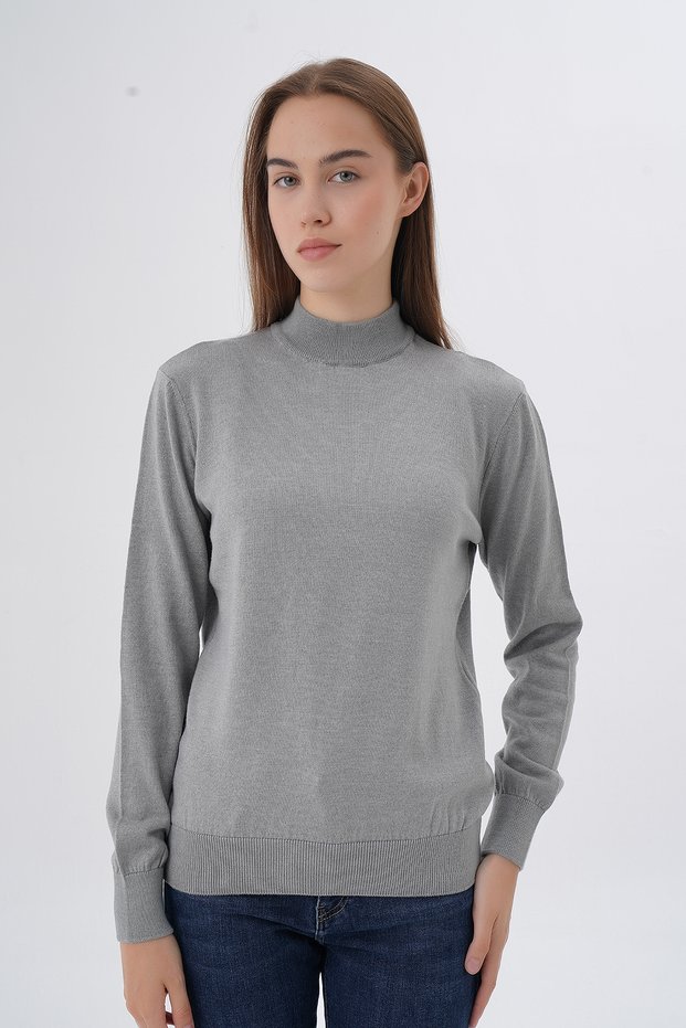 Women's 100% Organic Cotton Half Turtleneck Knitwear Sweater Knitted Blouse Trist-6104