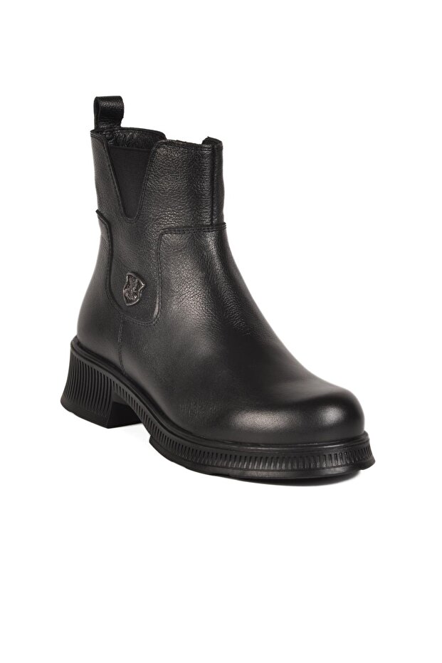 2452706K Z Black Genuine Leather Women's Boots