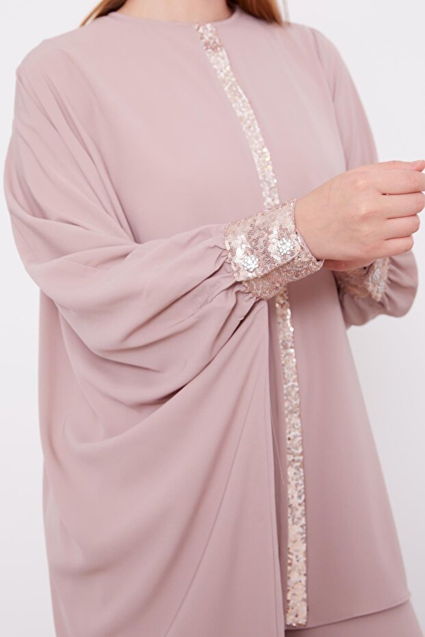 طقم تونيك بتفاصيل ترتر من فرو المنك - 6