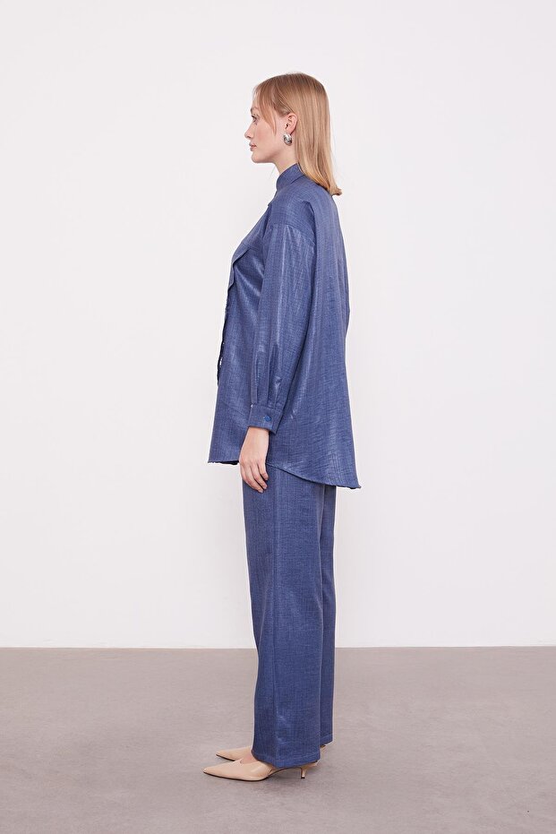 Indigo Embroidery Rose Detailed Tunic Set - 3