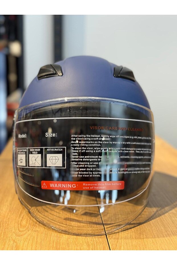 Yarım Kask Mavi Ece Belgeli - 7