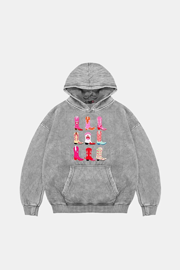 Fun Cowboy Oversize Unisex Washable White Hoodie