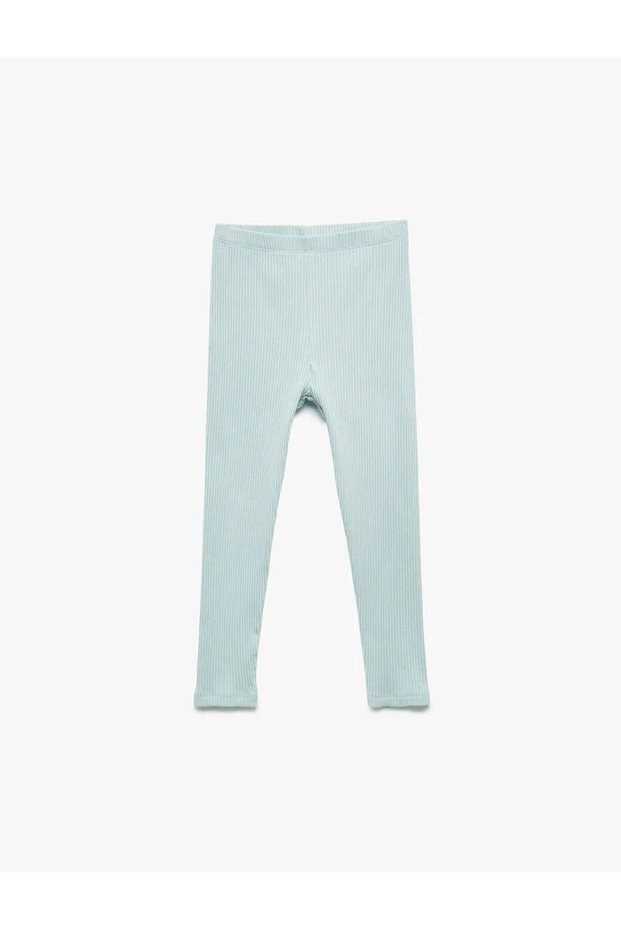 Cotton Elastic Waist Ribbed Blue Baby Girl Leggings 6Wmg40016Ak