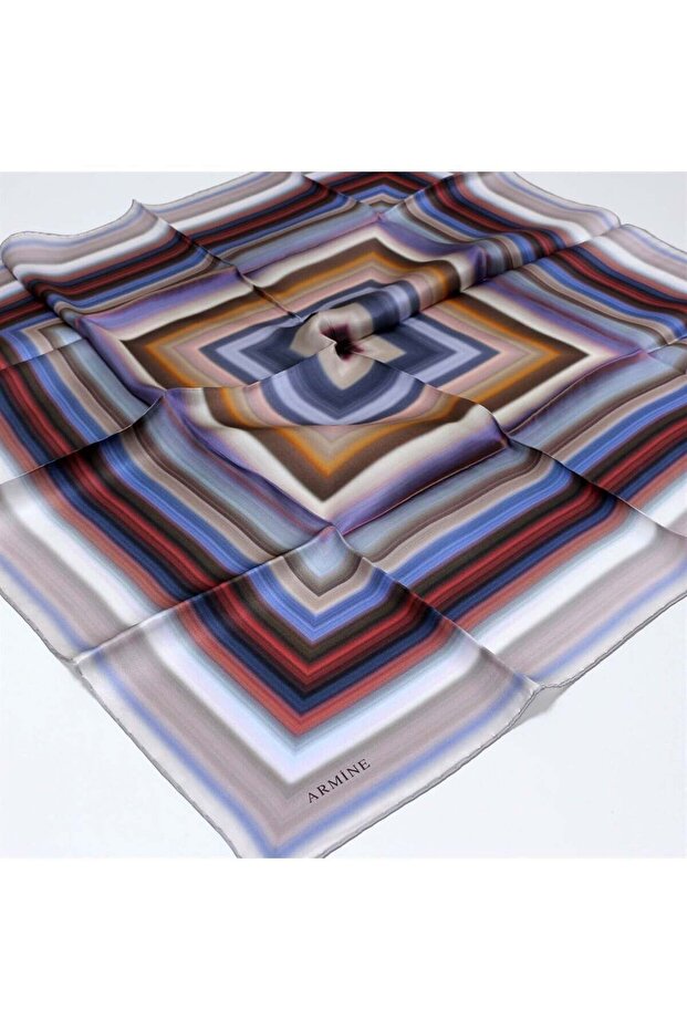 Modern Patterned Stylish Twill Silk Scarf %100 Pure Silk for Daily Use 8237 41 Scarf