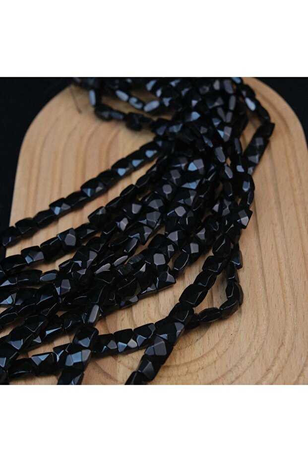 Natural Obsidian Stone Square Cut Obsidian 10 mm Faceted Natural Stone (1 String - 39 Pieces)