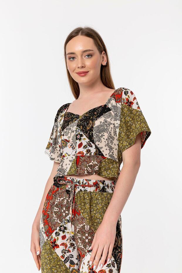 Khaki Patterned Trousers - 1