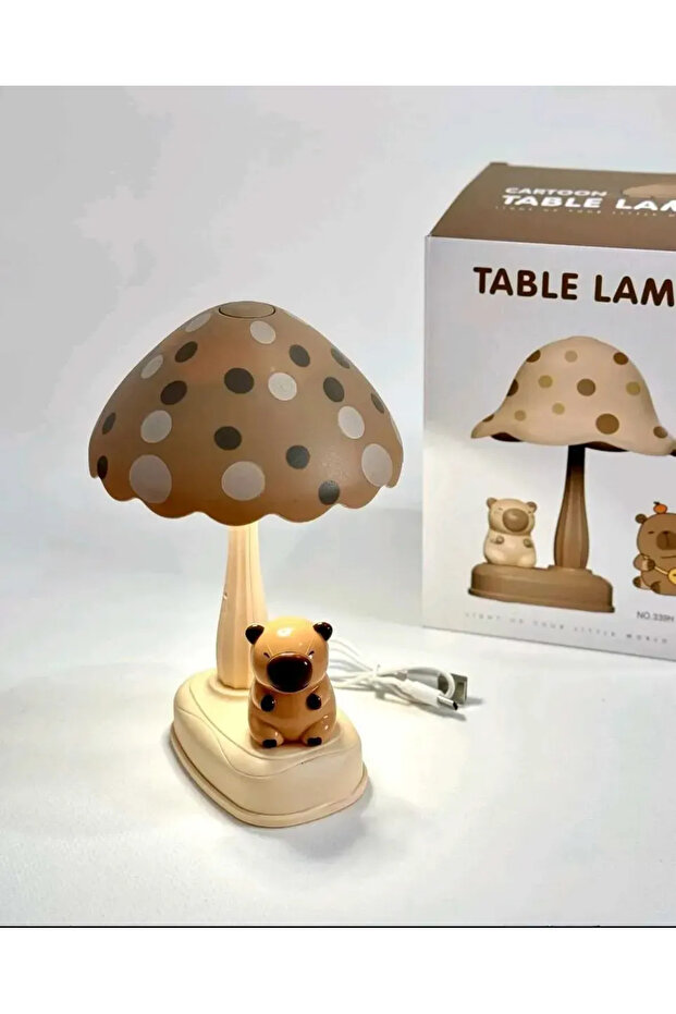 Capybara LED USB Çocuk Gece Lambası – Mantar Tasarımlı, Şarjlı - 3