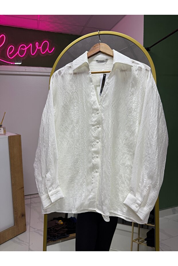 Beyaz Oversize Gömlek - 2