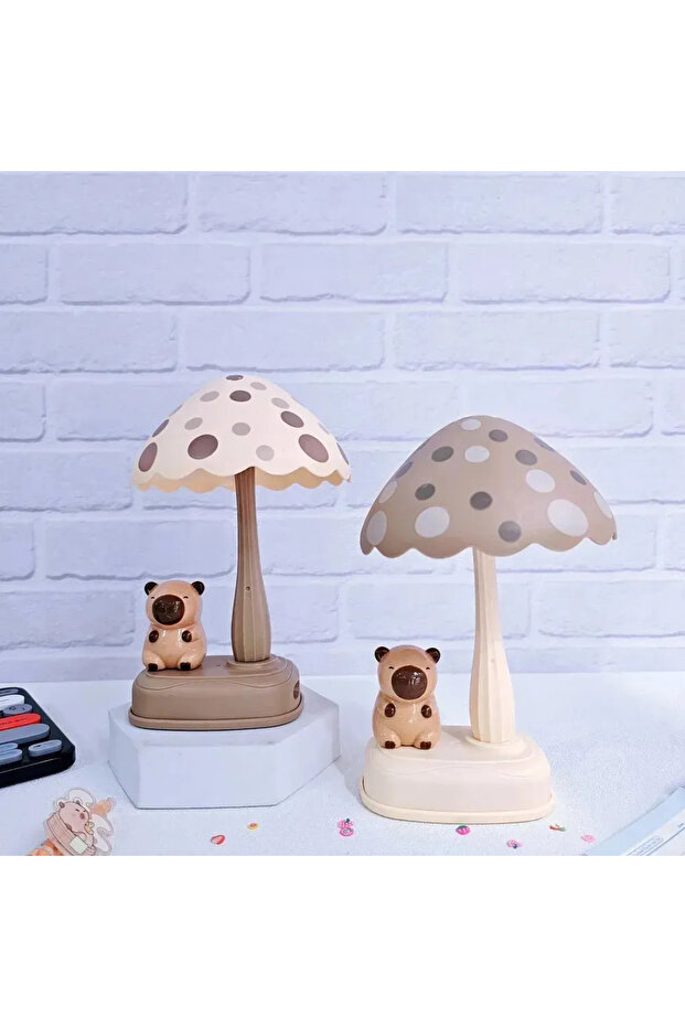 Capybara LED USB Çocuk Gece Lambası – Mantar Tasarımlı, Şarjlı - 4
