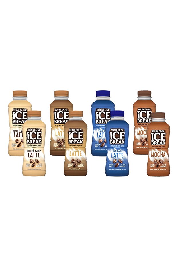Ice Break Latte 375 ml 8 li Karma (Latte-Vanilya-Şekersiz Latte-Mocha) - 1