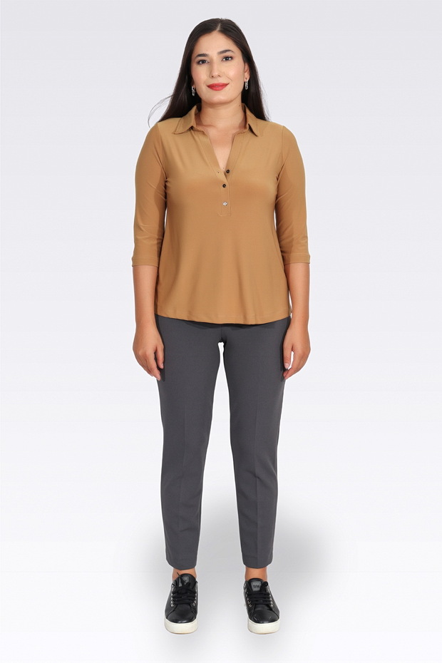 30083 Gray Narrow Leg Ankle Length Crepe Textured Pants