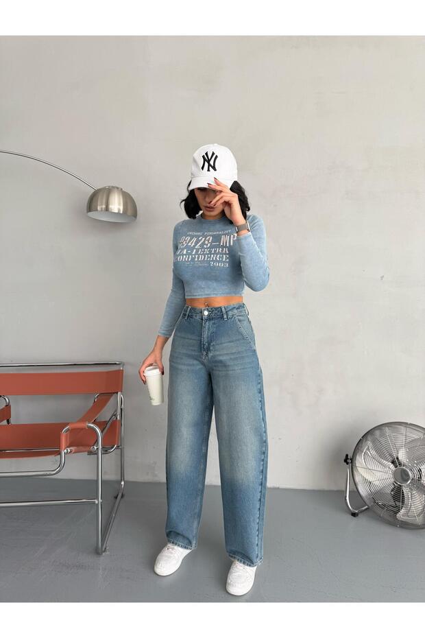 KADIN SKATER FİT YÜKSEK BEL KOT PANTOLON TİNT - 4