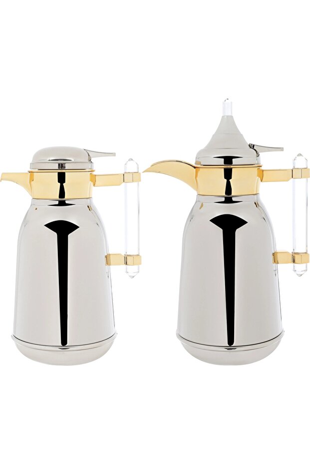 thermos set, 1/1 liter, with transparent handle, two pieces, thermal glass inner container, - 1