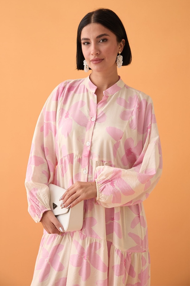 Kardelen Çiçeği Pembe Mango Elbise - 4