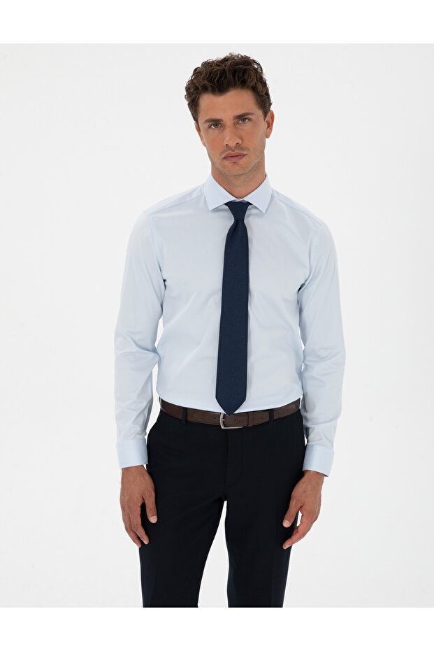 Light Blue Dobby Slim Fit Shirt 50312330-Vr003