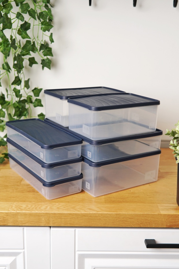 Deep Freezer Storage Container Set of 7 (5 Lt + 3 Lt + 2 X 2.1 Lt + 3 X 1 Lt), Gray - 3