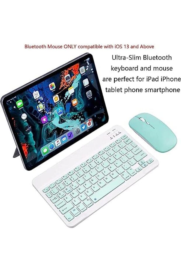 New Arabic and English Bluetooth Keyboard and Mouse Combo, Ultra-Slim Portable Compact Wireless Mous - 2