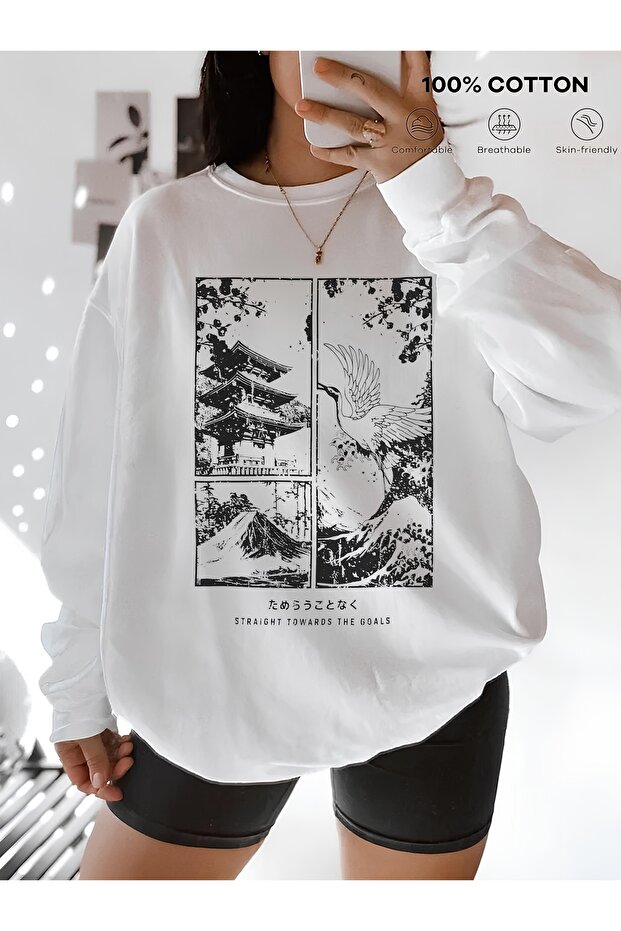 Premium Oversize Cut Long Sleeve Printed Sweatshirt