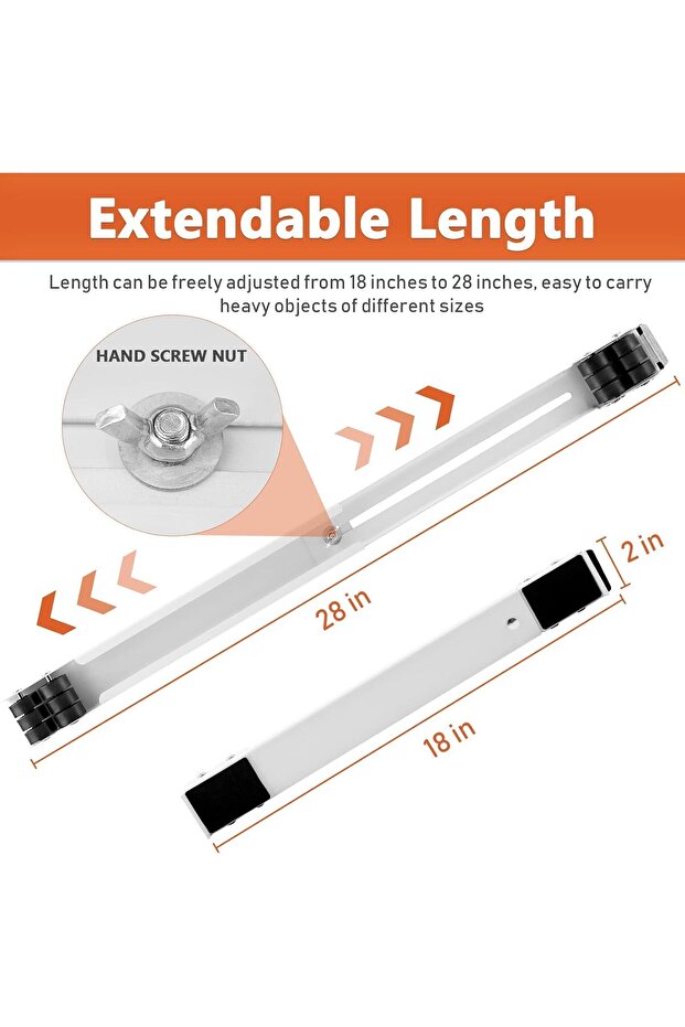 New Heavy Duty Base Appliance Rollers Pair Upgrade Move Tools Adjustable Expandable for Washer and D - 5