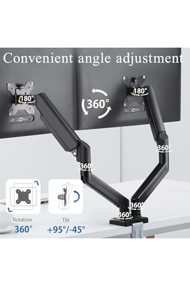 New Dual Monitor Stand - Fully Adjustable Rotating Monitor Arm with C Clamp, Grommet Base for 13 to - 4