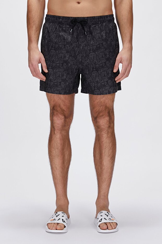 Moshe Siyah Erkek Deniz Şortu - 1