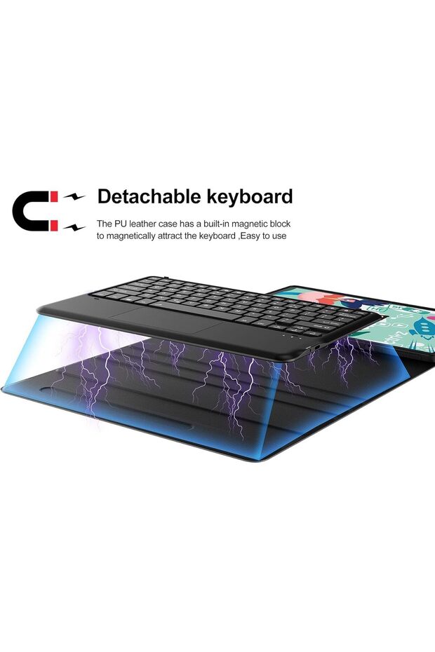 New Case Compatible for Galaxy Tab S7 FE Keyboard Case 12.4" 2021, Wireless Detachable Keyboard + Fo - 3