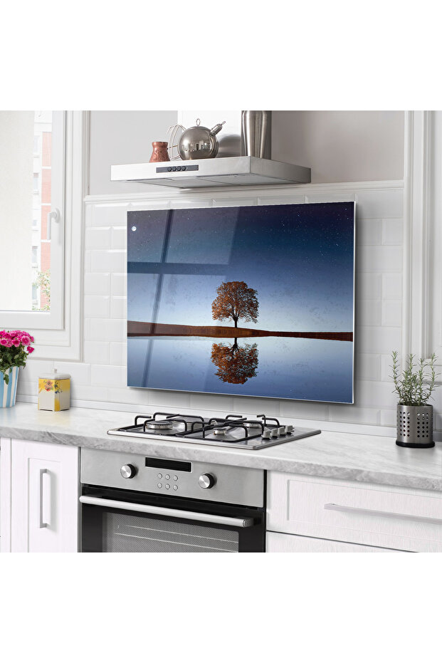 واقي خلفي لموقد الزجاج في المطبخ |   نمط شجرة - 1