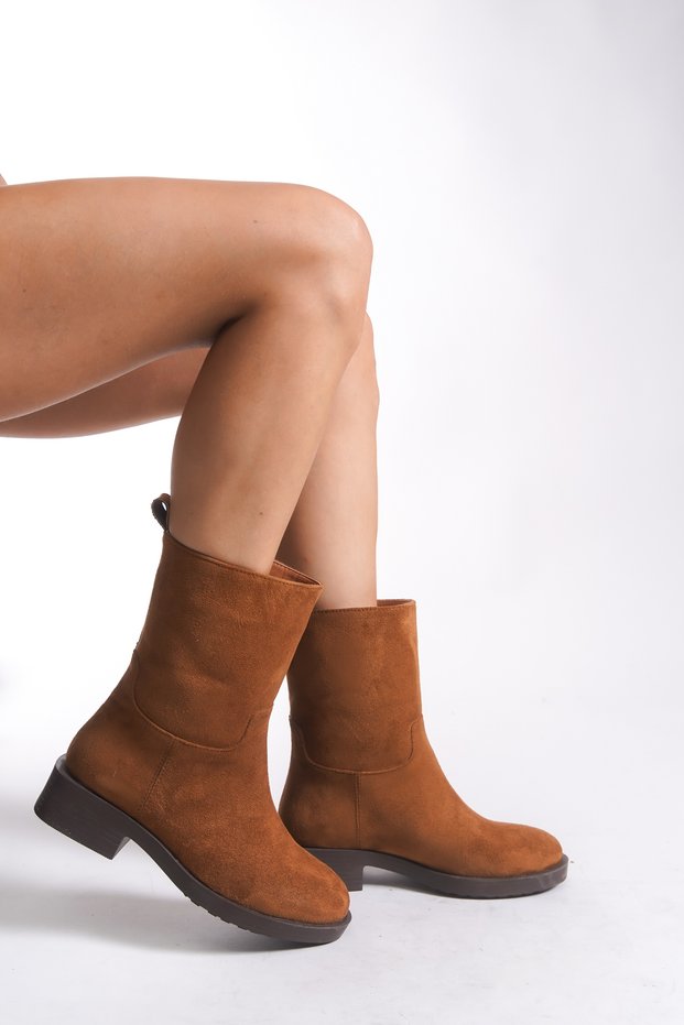 Elalynth Women's Short Boots 00128835 Tan Suede
