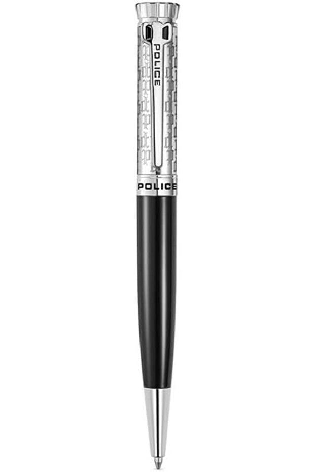 Gothic Pen Monogrammed P Logo Crown Faceted Cap Black Finish Stainless Steel