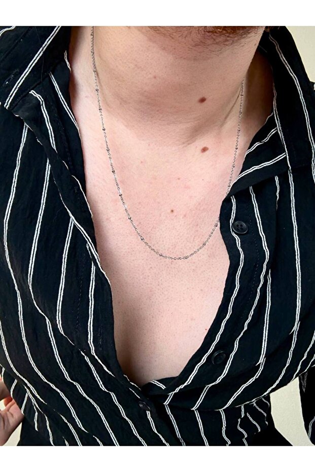 Men's Silver Stainless Steel Thin Necklace Does Not Lose Color, Does Not Fade, Unisex, Does Not Fade, Can Be Combined