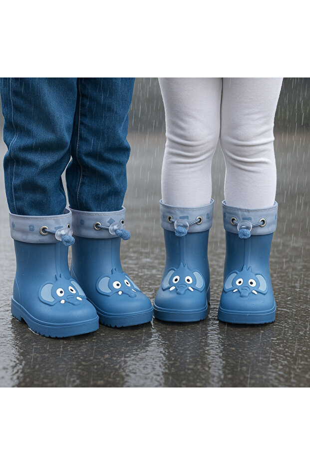 W10242 BIMBI ELEFANTE , mavi fil , unisex çocuk mavi bot , yağmur botu , su geçirmez - 1