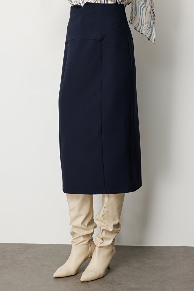 Yırtmaçlı Parçalı Etek - 4