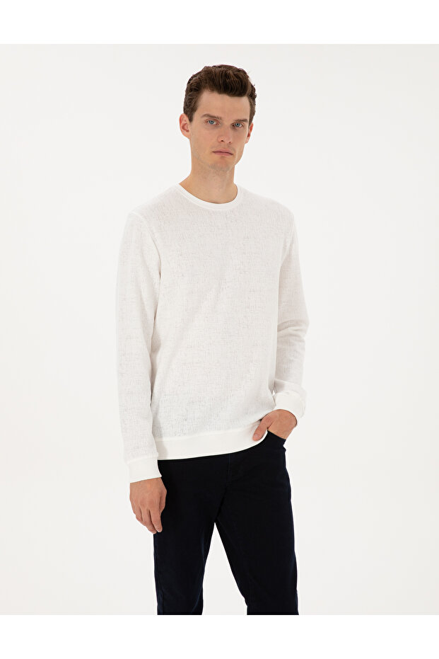 Ecru Regular Fit Sweatshirt 50313944-Vr019