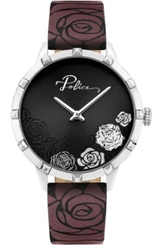 Marietas Women's Analogue Quartz Watch with Black Dial and Red Leather Strap - PL.16040MS-02