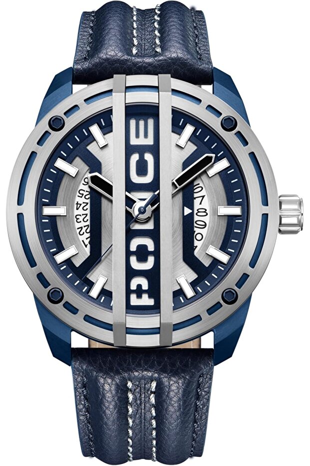 Fast Lane Men's 46mm Analog Watch with Blue Leather Strap