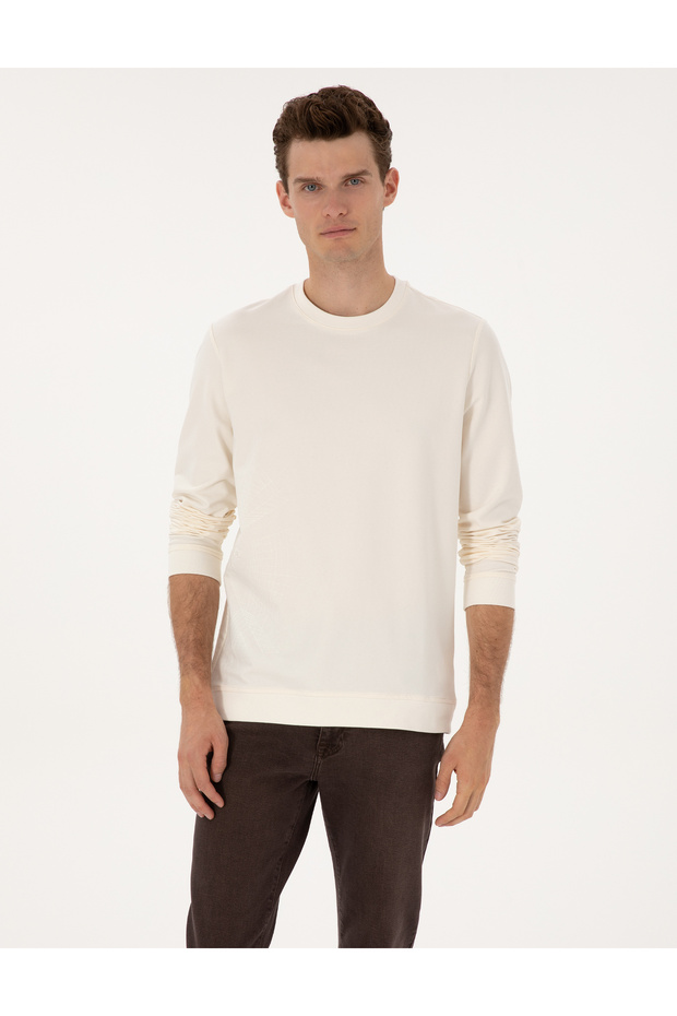 Ecru Regular Fit Sweatshirt 50313762-Vr019