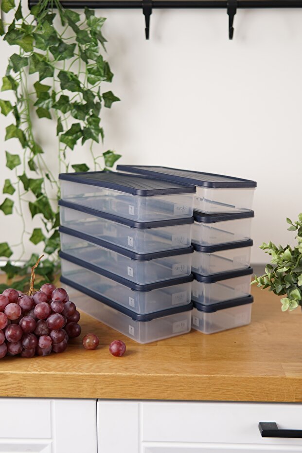 Derin Dondurucu Saklama Kabı 10'lu Set (10 x 1 Lt), Mavi - 5