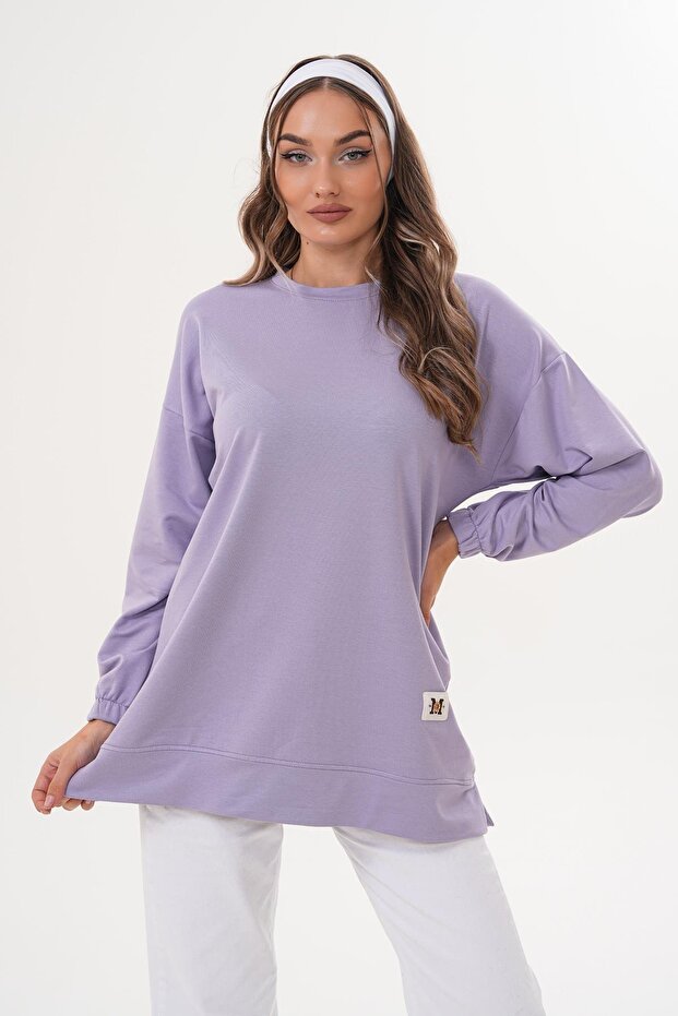 LİLA Düz Basic Bisiklet Yaka Tesettür Sweatshirt Tunik 710 - 5