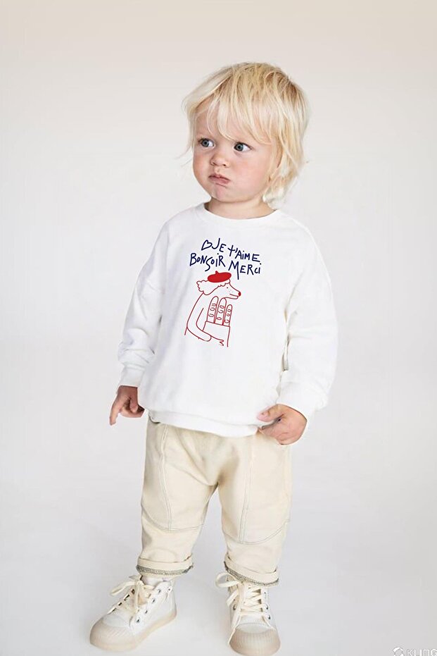 Unisex Children's Printed 3-Thread Cotton Fabric Sweatshirt