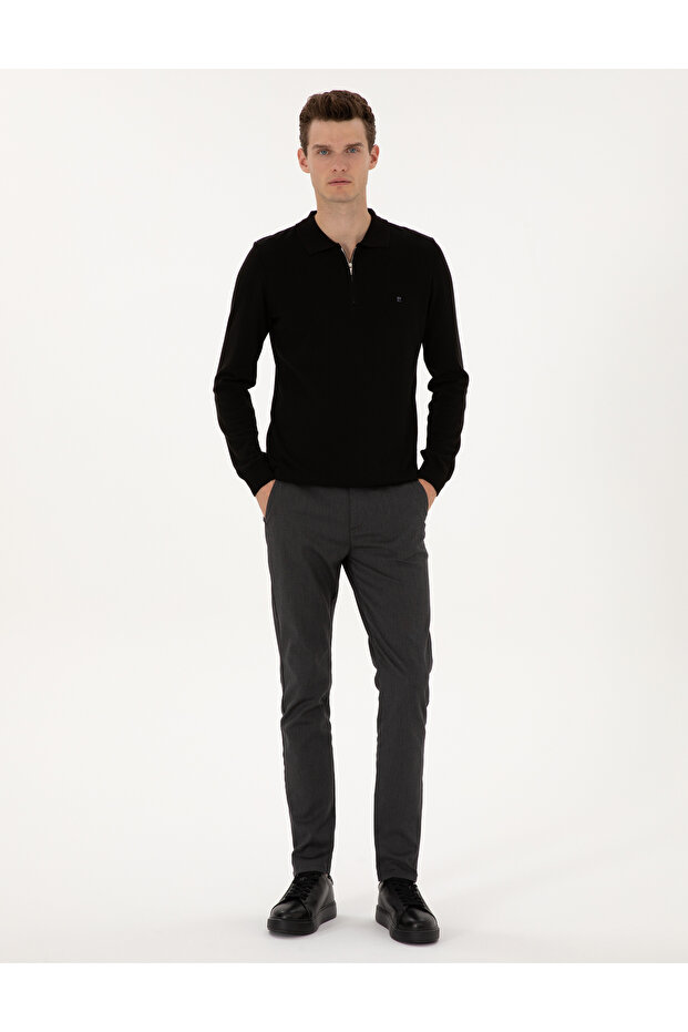 Black Slim Fit Canvas Pants 50315265-Vr046