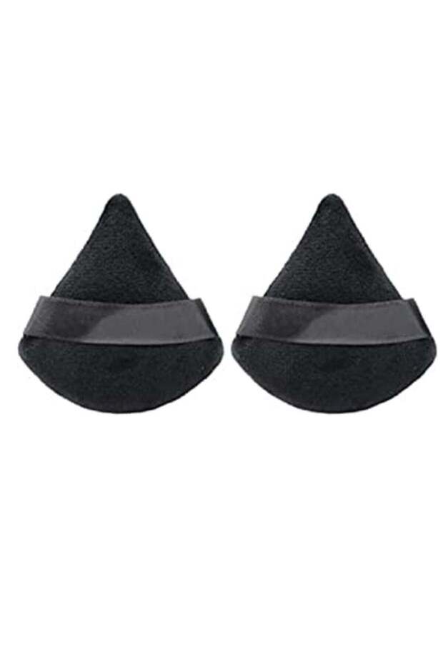 Triangle Makeup Puff Pure Cotton Powder, 2 Pieces, Black