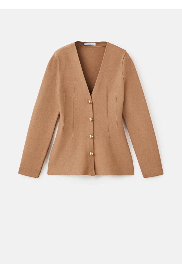 Düğmeli dar kesim triko ceket - 3