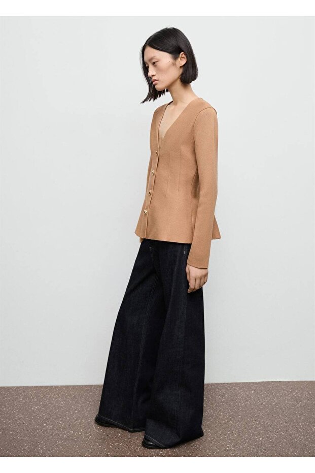 Düğmeli dar kesim triko ceket - 7